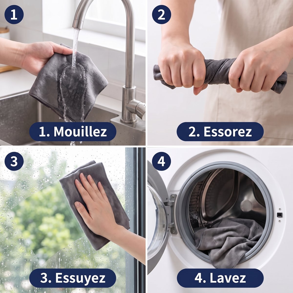 Lot de 3 filets de lavage